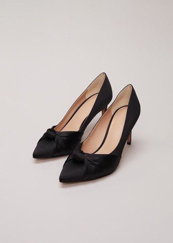 Phase Eight Black Satin Court Heels Black Canada | GFONID-841